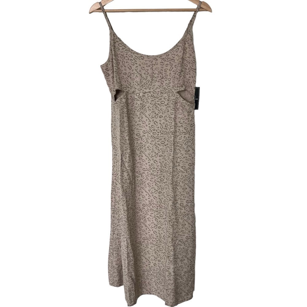 New Women’s Volcom Cha Cha Ching Leopard Print Midi Dress Size M - Picture 2 of 8